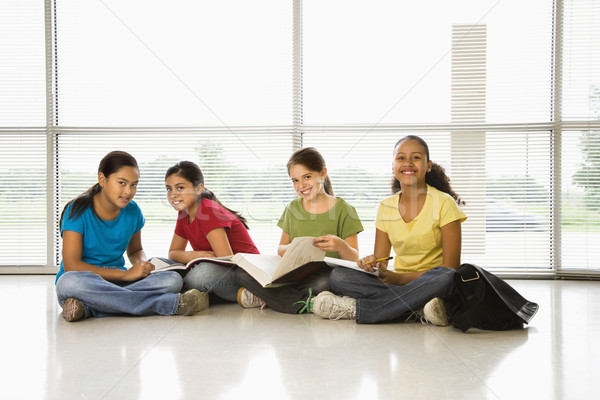 Girls doing schoolwork. Stock photo © iofoto