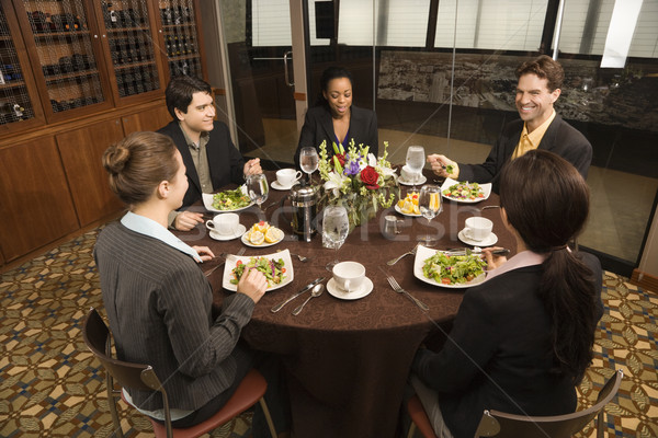 üzletemberek étterem magasról fotózva sokoldalú csoport eszik Stock fotó © iofoto