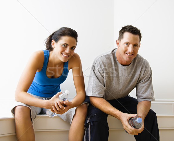 Foto stock: Masculino · feminino · sessão · sorridente · retrato