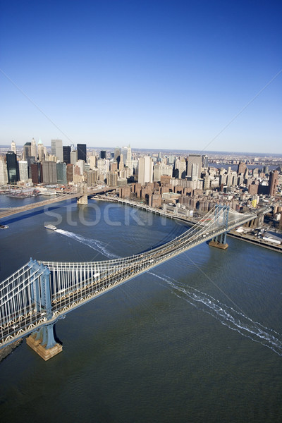 Manhattan pont New York City bâtiments eau Photo stock © iofoto