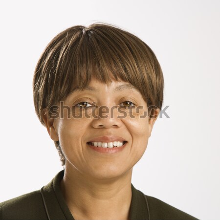 Stockfoto: Portret · afro-amerikaanse · vrouw · glimlachen · naar