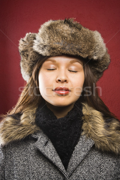 Femme fourrures chapeau [[stock_photo]] © iofoto