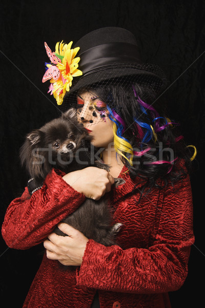 Woman with Pomeranian dog. Stock photo © iofoto