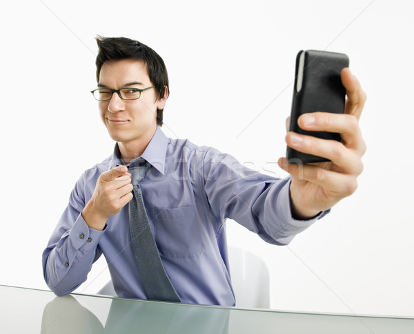 Hombre toma teléfono celular Foto empresario Foto stock © iofoto