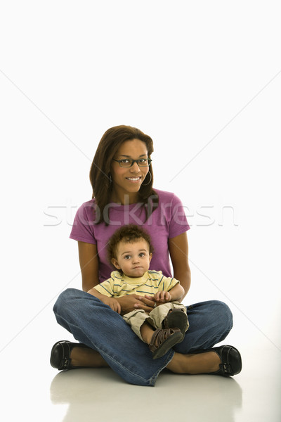 Stockfoto: Moeder · kind · afro-amerikaanse · volwassen · moeder · vergadering