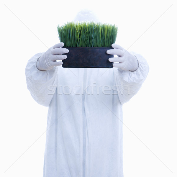 Biohazard man with grass. Stock photo © iofoto