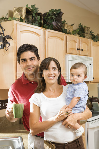 Familie keuken portret latino home Stockfoto © iofoto