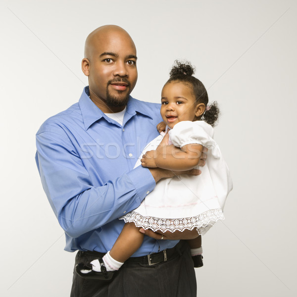 Stock fotó: Férfi · tart · csecsemő · lány · afroamerikai · áll
