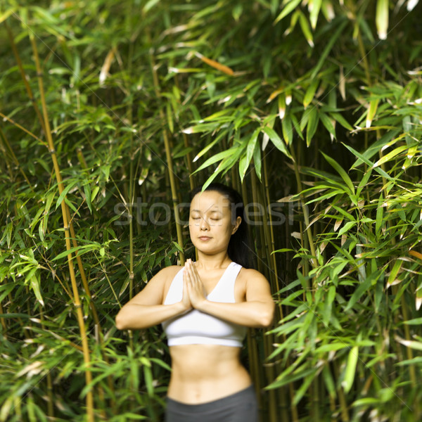 Asiatic femeie meditativ portret american Imagine de stoc © iofoto