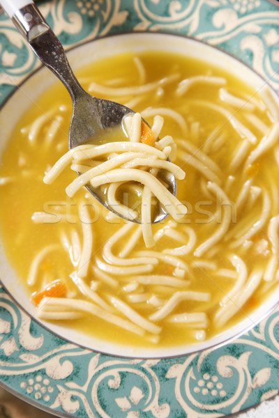 Kurczaka makaron zupa puchar łyżka Zdjęcia stock © iofoto