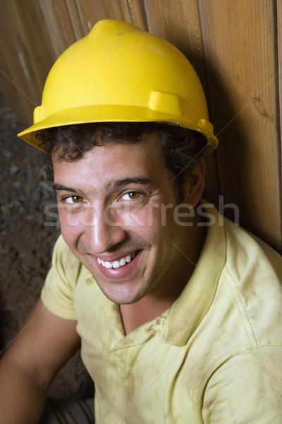 Caucasian Male Construction Worker Resting Stock photo © iofoto