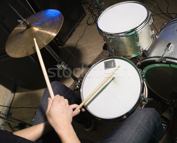 Drummer playing drumset. Stock photo © iofoto