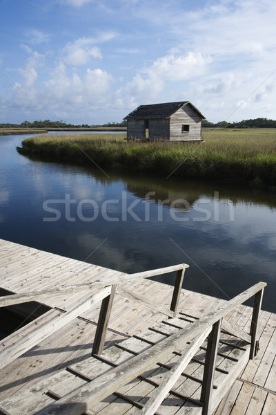 Walkway down to dock on creek. Stock photo © iofoto