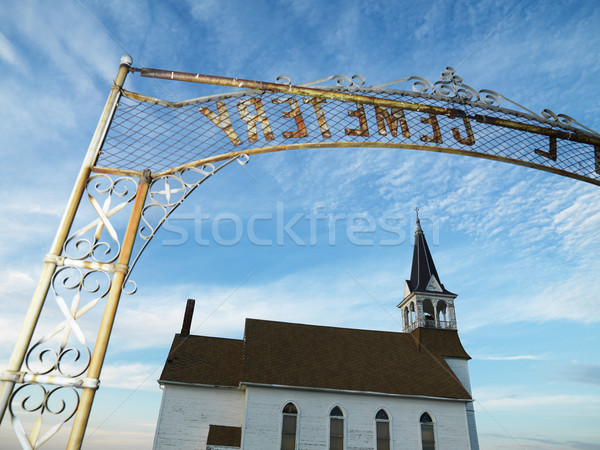Cemetary entry with church. Stock photo © iofoto