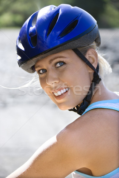 Młoda kobieta jazda na rowerze kobieta rower Zdjęcia stock © iofoto