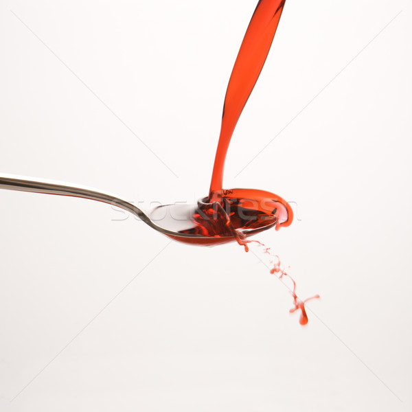 Kaşık kırmızı tıp dere öksürük şurup Stok fotoğraf © iofoto