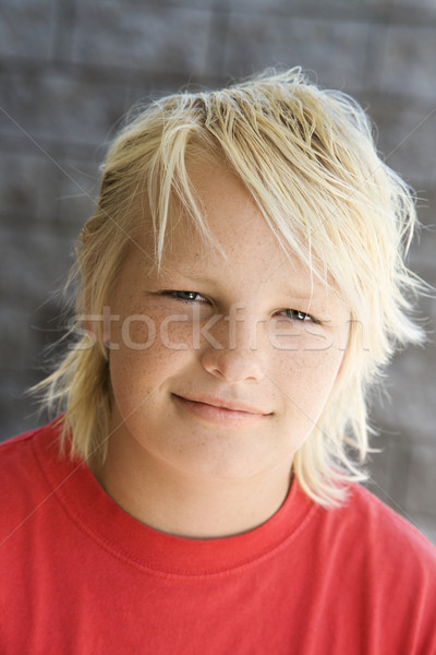 Stock photo: Blonde boy smiling.