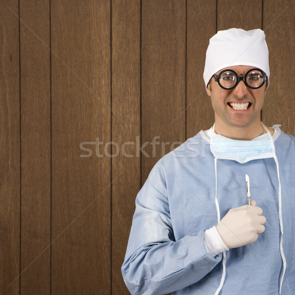 瘋狂的 外科醫生 男 眼鏡 商業照片 © iofoto
