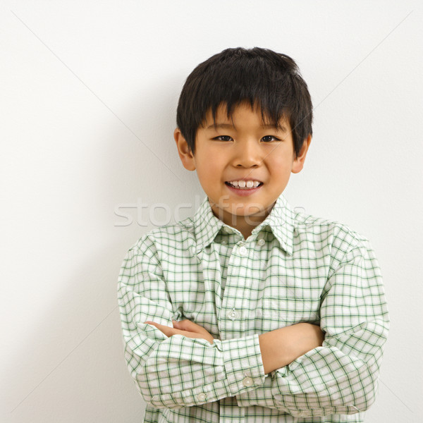 Asian chłopca portret młodych uśmiechnięty uśmiech Zdjęcia stock © iofoto