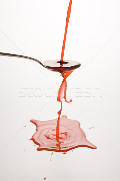 łyżka muzyka strumienia czerwony kaszel syrop Zdjęcia stock © iofoto