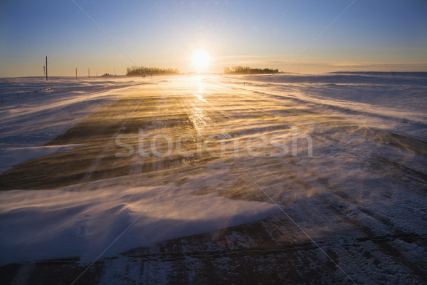 Ice on road at sunrise. Stock photo © iofoto