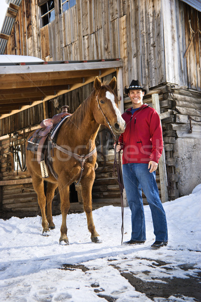 человека лошади молодые кавказский западной Сток-фото © iofoto