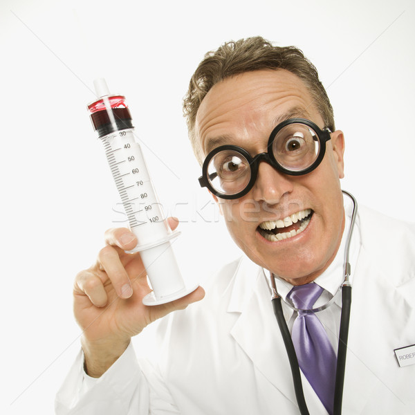 Scary врач кавказский мужской доктор очки Сток-фото © iofoto