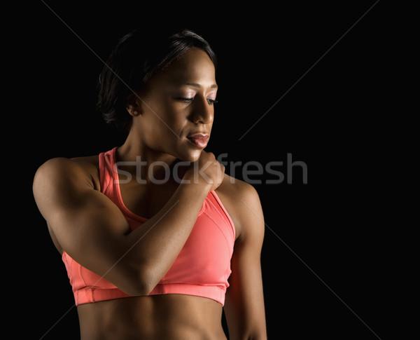 Foto stock: Mulher · atleta · africano · americano · esportes
