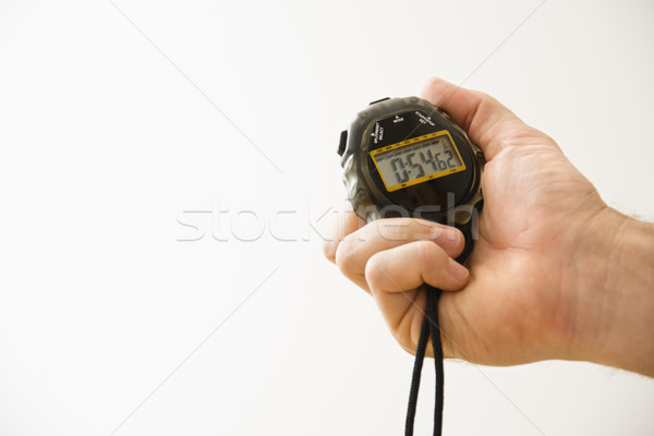 Kéz stopperóra közelkép felnőtt férfi tart Stock fotó © iofoto