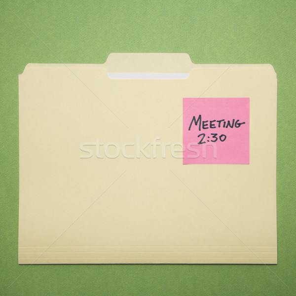 Stockfoto: Sticky · note · herinnering · map · roze · vergadering · groene