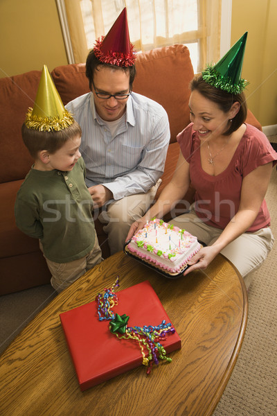 Familie verjaardagsfeest kaukasisch jongen partij hoed Stockfoto © iofoto