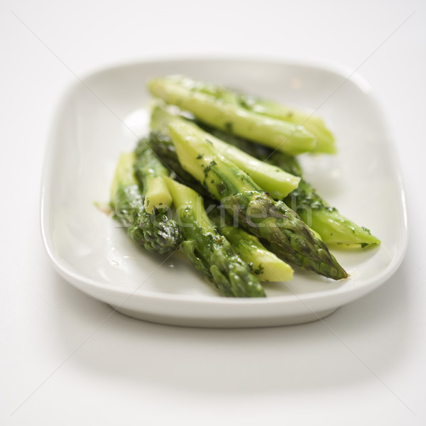 Főtt spárga tányér zöld étel csoport Stock fotó © iofoto