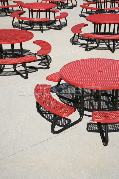 Red Circular Cafeteria Tables Stock photo © iofoto
