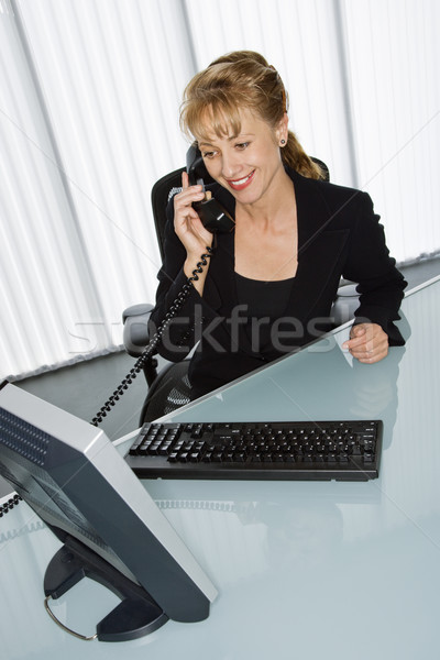 Femme d'affaires travail ordinateur bureau téléphone [[stock_photo]] © iofoto