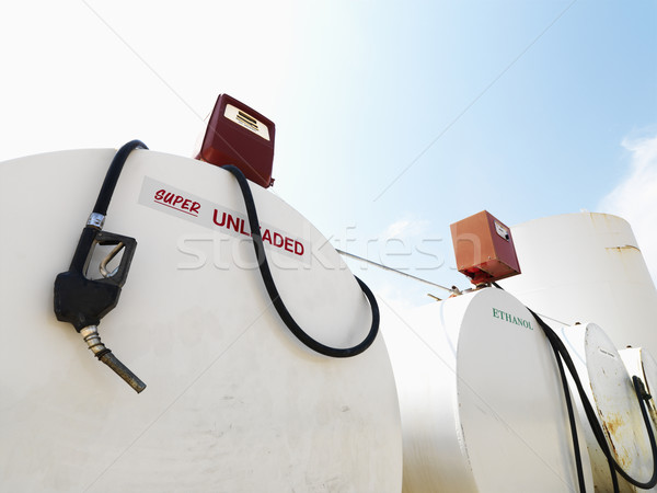 Foto stock: Combustível · sem · chumbo · etanol · cor · armazenamento · gasolina