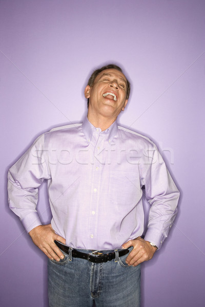 Hombre riendo caucásico púrpura Foto stock © iofoto