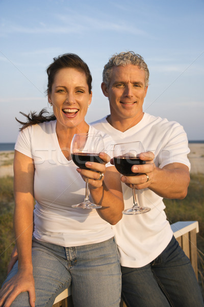 Couple Drinking Wine on Beach Stock photo © iofoto