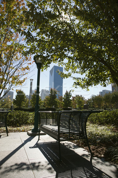 Pusty ławce miejskich parku Atlanta Gruzja Zdjęcia stock © iofoto