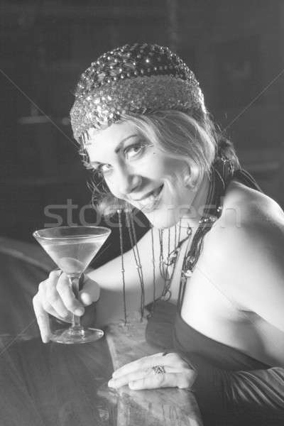 ретро женщины Martini кавказский взрослый сидят Сток-фото © iofoto