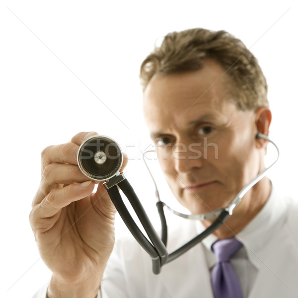 Médico estetoscópio retrato caucasiano médico do sexo masculino Foto stock © iofoto