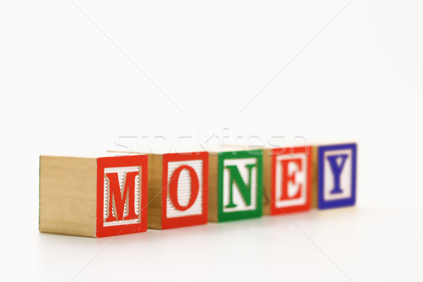 Juguete bloques de construcción alfabeto ortografía palabra dinero Foto stock © iofoto