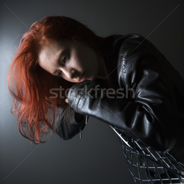 ストックフォト: 赤毛 · 若い女性 · かなり · 着用 · 絞首刑