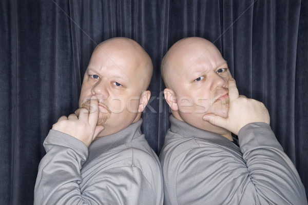 идентичный близнец мужчин кавказский лысые Постоянный Сток-фото © iofoto