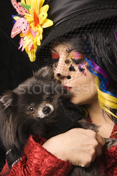 Woman with Pomeranian dog. Stock photo © iofoto