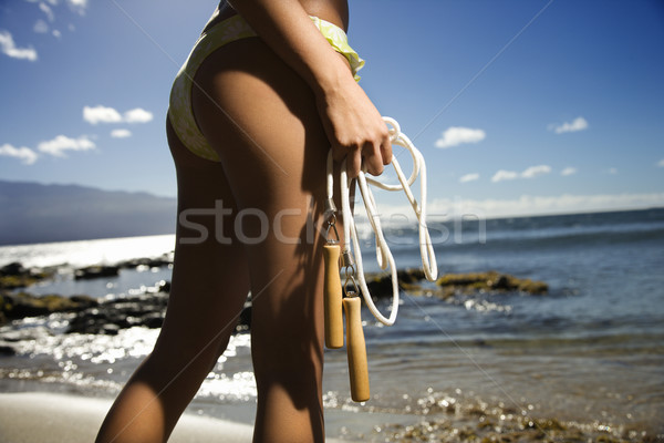 Stockfoto: Vrouw · strand · asian · vrouwelijke · permanente