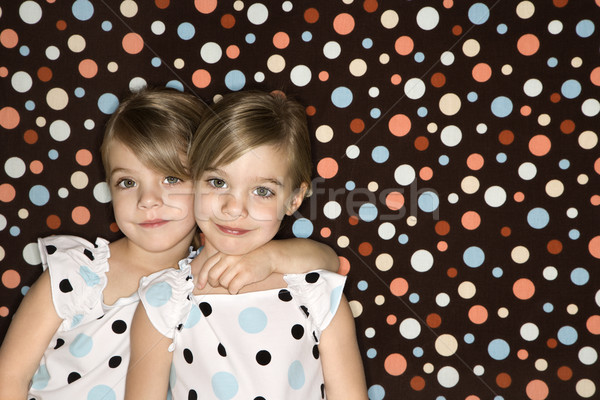 Gêmeo menina irmãs feminino crianças caucasiano Foto stock © iofoto