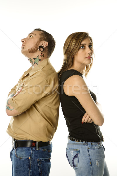 Man and girl back to back. Stock photo © iofoto
