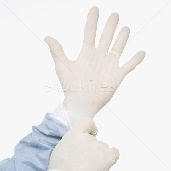 Lekarza rękawice mężczyzna lateks medycznych Zdjęcia stock © iofoto
