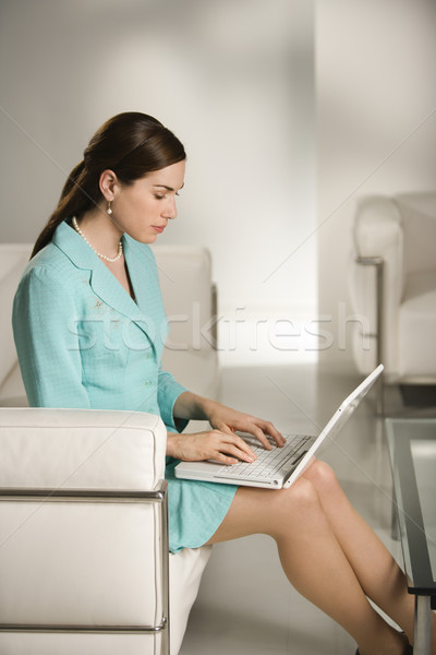 Woman working on laptop. Stock photo © iofoto