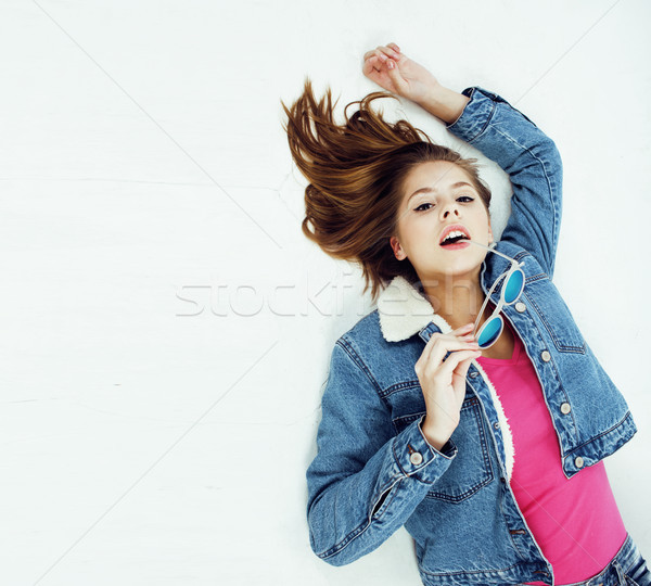 Stockfoto: Jonge · mooie · stijlvol · brunette · meisje